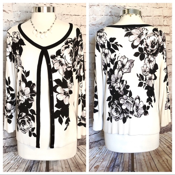 WHBM sweater cardigan in black & white